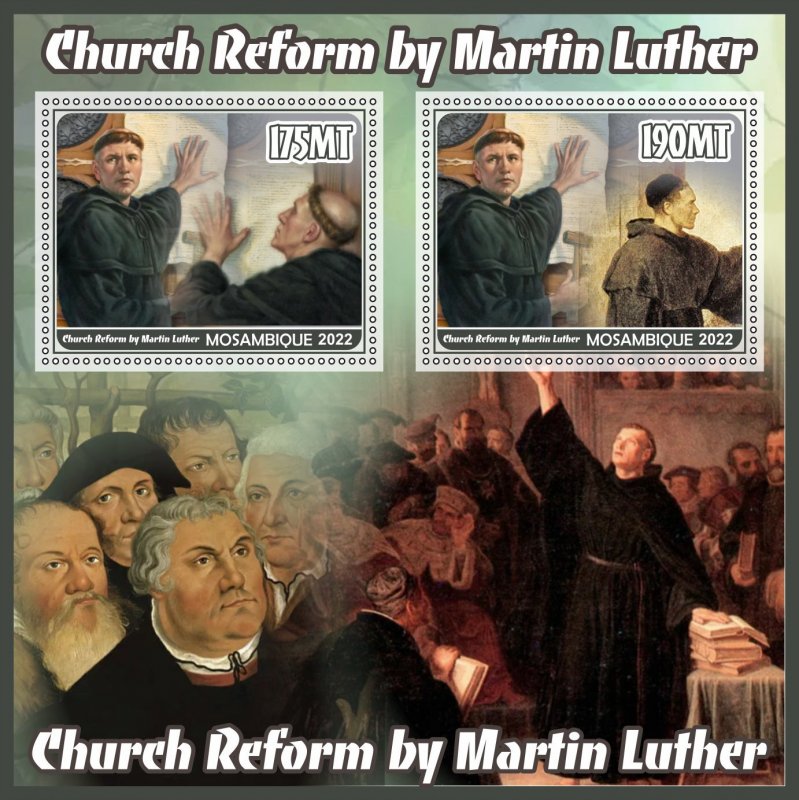 Stamps. Reform by Martin Luther  2022 year 1+1 sheets perf Mozambique