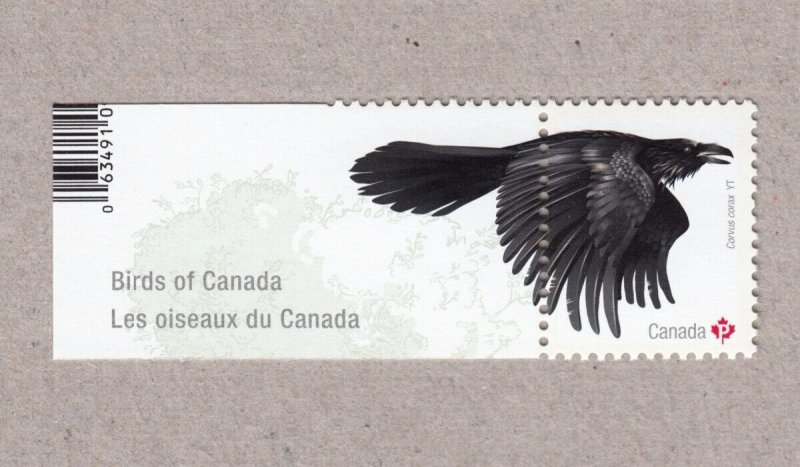 RAVEN = Souvenir Sheet Stamp with inscription tab = Birds of Canada 2016 MNH 
