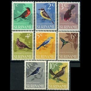 SURINAM 1966 - Scott# 323-30 Birds Set of 8 NH