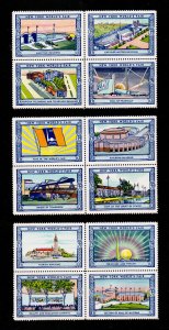 POSTER STAMPS 1939 NEW YORK WORLDS FAIR 3 BLOCKS OF 4 MNH-OG