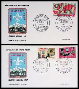 UPPER VOLTA Sc#177-178, C41 BOY SCOUTS WORLD JAMBOREE FARRAGUT IDAHO (1967) FDCs