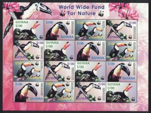 Guyana Birds WWF Toucans Sheetlet of 4 sets 2003 MNH SC#3792 a-d