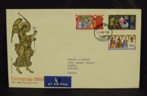 15392   GREAT BRITAIN   FDC # 605-607     Christmas 1969      CV$ 2.60