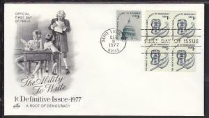 US Inkwell 1977 Artcraft U/A FDC BIN