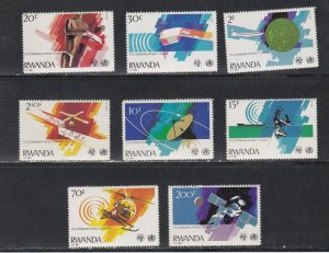 Rwanda # 1043-1050, Space  Communications  ITU, Mint NH, 1/2 Cat