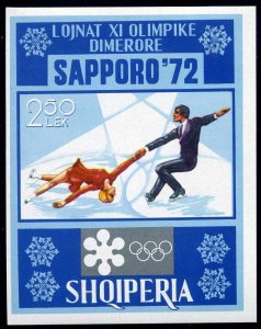 Albania 1410, hinged. Mi Bl.44. Olympics Sapporo-1972. Figure skating pairs.