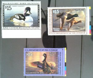 Scott#RW65-RW67 - VF - Hunting Permit Stamps - Lot - Mixed MNH & OG - 1998-2000