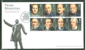 GREAT BRITAIN 2014 PRIME MINISTERS OF THE UNITED KINGDOM SET OF EIGHT FDC