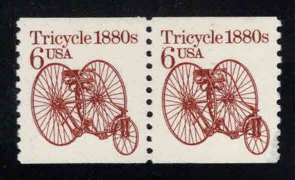 USA Scott 2126 MNH** antique Tricycle stamp coil pair