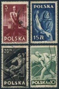 Poland 413-416,used.Michel 472-475. 1947.Laborer,Farmer,Fisherman,Miner.