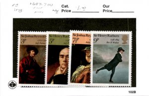 Great Britain, Postage Stamp, #697-700 Mint NH, 1973 Art Paintings (AB)