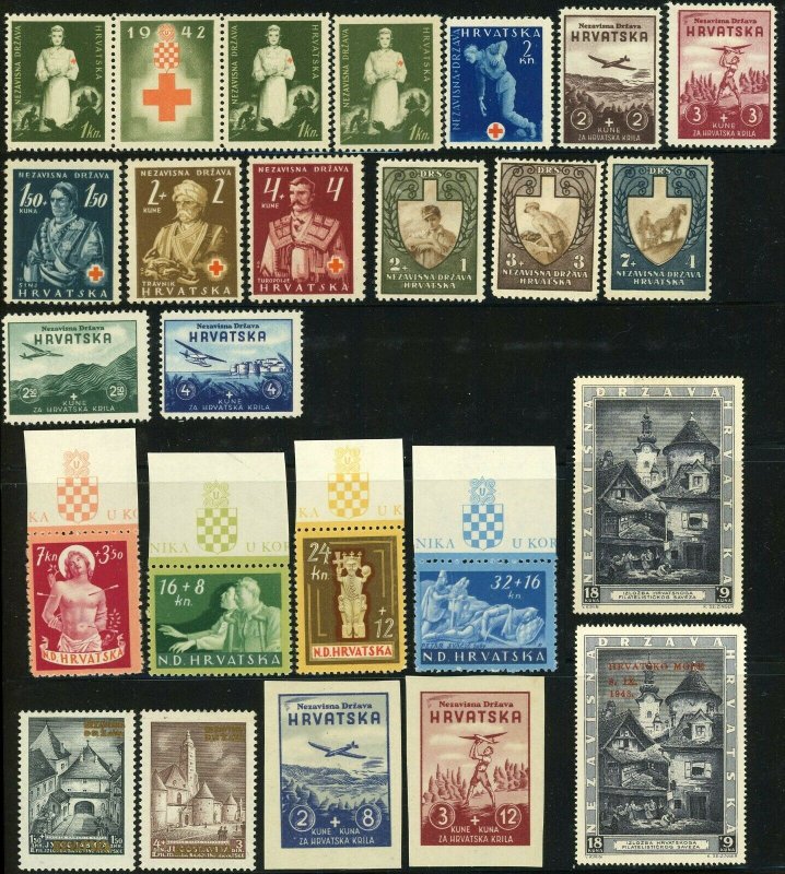 CROATIA WWII German Occupation Semi-Postal Stamp Collection Mint LH