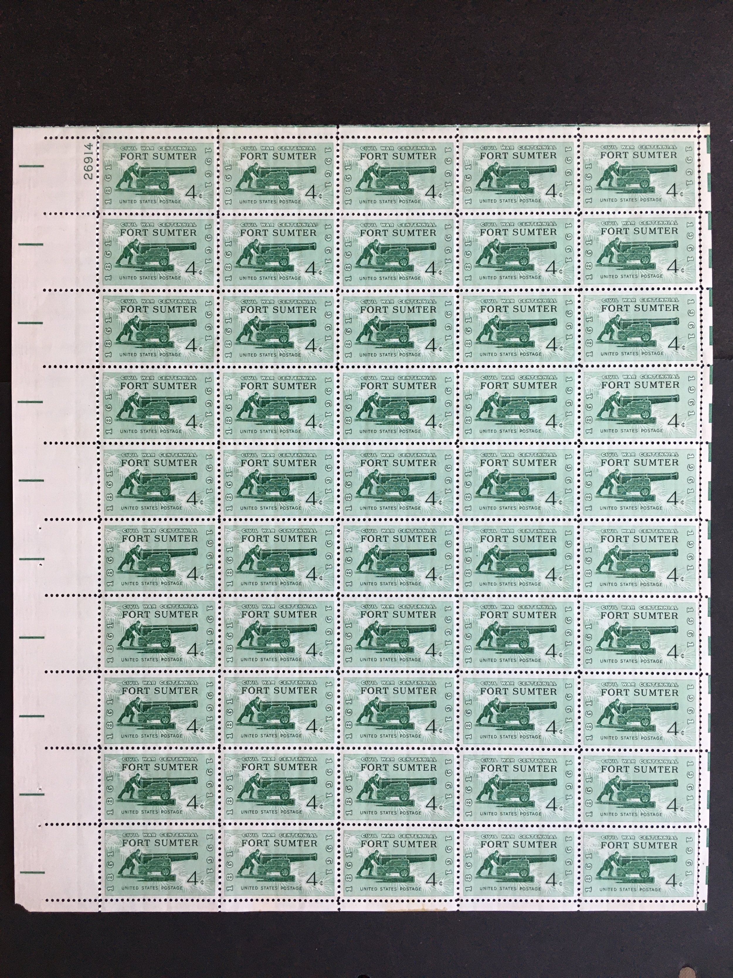 1961 sheet of postage stamps, Fort Sumter Sc# 1178 | United States ...