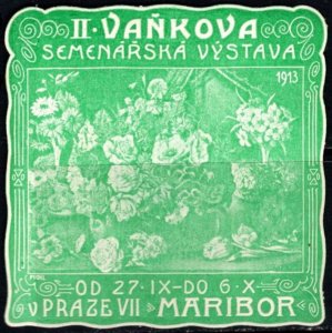 Large 1913 Czechoslovakia Poster Stamp Vaněk Company Seed Exhibition Maribor