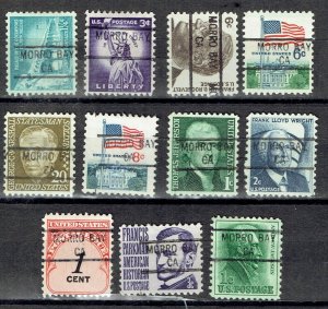 1954-65 11 precancels from MORRO BAY CA PSS T&T style 841.