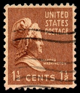 U.S. Scott #805: 1938 1.5¢ Martha Washington, Used, VF