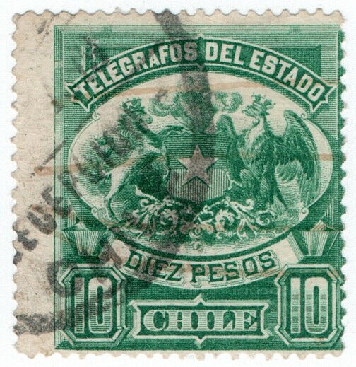 (I.B) Chile Telegraphs : 10P Green (large format)