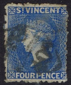 ST VINCENT 1881 QV 4D WMK SMALL STAR UPRIGHT PERF 11 TO 12½ USED