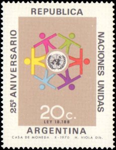 Argentina #946, Complete Set, 1970, United Nations Related, Never Hinged