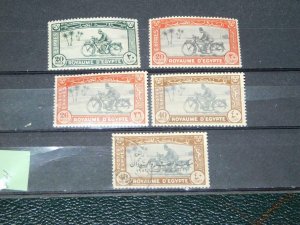 EGYPT, SCOTT# E1-4 MINT HINGED, E5 USED