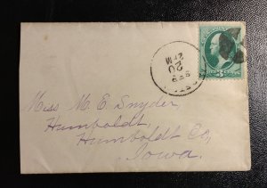 US #184 Postal Cover addressed To Miss Snyder Humboldt County Iowa Stamp VF 1879