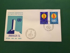 Cyprus First Day Cover Human Rights 1968 Stamp Cover R43150