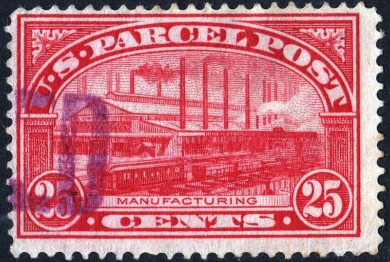 SC#Q9 25¢ Parcel Post: Manufacturing (1913) Used