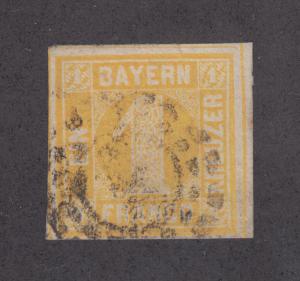 Bavaria Sc 9, Mi 8I used 1862 1kr Numeral, Plate 2, Open Millwheel Fine+