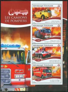 TOGO  2014 FIRE ENGINES  SHEET MINT NH