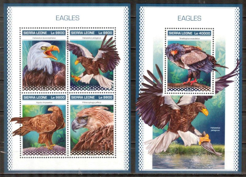 Sierra Leone 2018 Birds Eagles sheet + S/S MNH