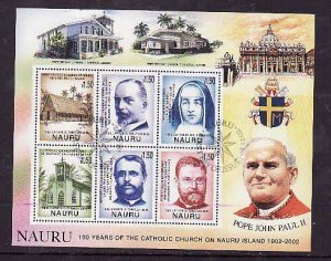 Nauru-Sc#509- id8-used sheet-Pope John Paul II-2002-