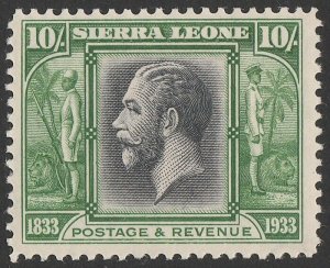 SIERRA LEONE 1933 Wilberforce 10/- black & sage-green KGV. MNH **.