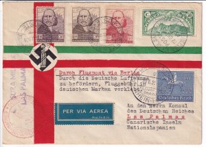1939 San Marino to German Consulate, Las Palmas, Canary Island via Rome (HK0513)
