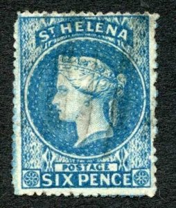 St Helena SG2a 6d Blue Rough perf 14 to 16 Cat 140 pounds