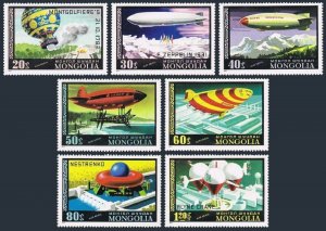 Mongolia C93-C99, C100, MNH. Michel 1118-1124, Bl.51. History of airships, 1977.