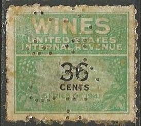 U.S. Scott #RE135 Wine Revenue Stamp - Used Perfin Single