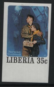 LIBERIA, 857d MNH IMPERF,  SCOUTING, NORMAN ROCKWELL