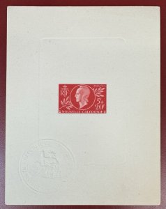 New Caledonia, 1944, Scott #B13, 5fr+20fr, Red Cross, Proof/Deluxe Sheet