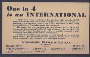 1933 INTERNATIONAL HARVESTER CO OF AMERICAN, FOR NEW TRUCKS, UNPOSTED