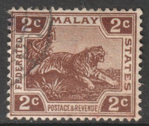 Malaya FMS Federated States Scott 51 - SG54, 1922 Leaping Tiger 2c used