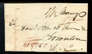 ?HAMILTON MONEY letter  ML, 1 /1-1/2 T.O. UC 1839 stampless Canada