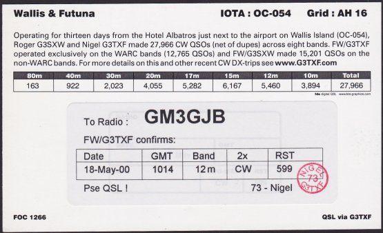 WALLIS & FUTUNA 2000 Wallis Island radio QSL card...........................1651