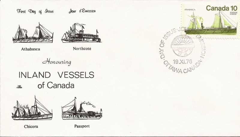 1976 Canada (NR) FDC - Sc 700-3 - Inland Vessels - set of 4