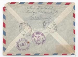 Czechosovakia 1946 FFC Registered Prague to New York C23 C25