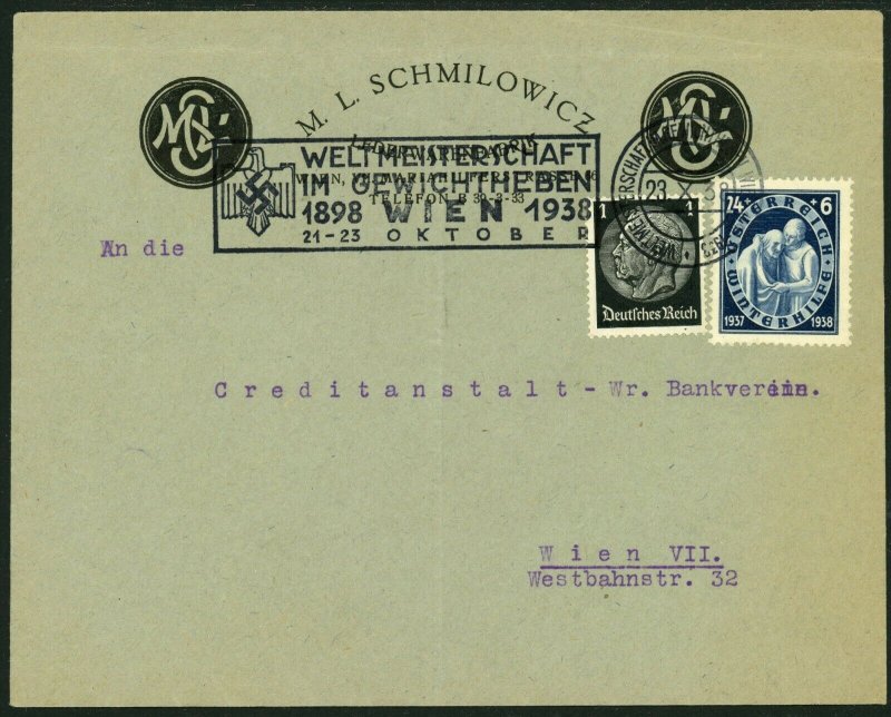 AUSTRIA Anschluss German Occupation Mixed Franking Cover Stamps Postage 1938