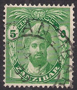 Zanzibar 1936 KGV 5ct Green Sultan Khalifa Bin Harub Used SG 310 ( 251 )