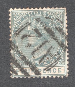 St. Christopher, Scott #14  VF, Used, 4p gray, Queen Victoria .... 5960011
