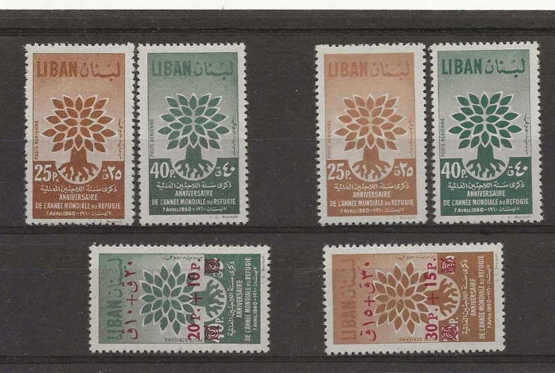 Lebanon 1960 Refugee Year 3 sets sg.647-8, 648b-c, 669a-b MNH