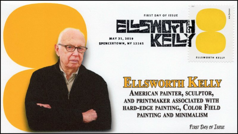 19-127, 2019, Ellsworth Kelly, Pictorial Postmark, FDC, Artist, Spencertown NY