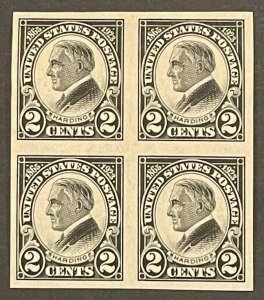 Scott#: 611 - Harding 2c 1923, Imperf Block of 4, Mint MNH OG - Lot 4